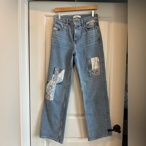 Abercrombie & Fitch High Rise 90s Relaxed Patchwork Jeans